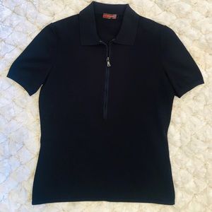 Prada, Sleek, Black, Top with Low Zip Detail!